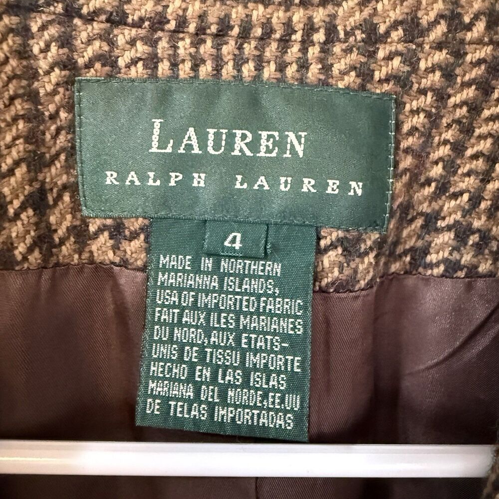 Lauren Ralph Lauren Houndstooth Blazer Jacket Wool Cashmere & Silk Blend Sz 4 - Picture 8 of 13